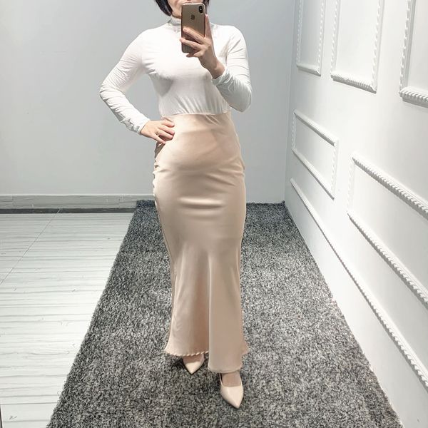 

Faldas Mujer Moda Muslim High Waist Bodycon Maxi Pencil Long Satin Skirt Jupe Longue Femme Skirts Womens Korean Fashion ClothingPlus size cl