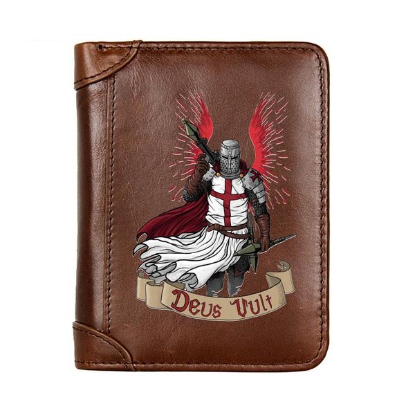 

wallets men genuine leather knights templar deus unit short wallet male multifunctional cowhide purse coin pocket po card holder, Red;black
