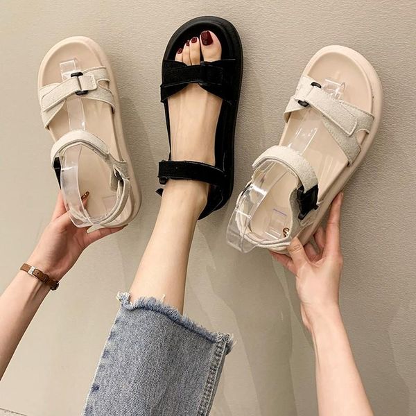 

sandals platform women buckle thick sole shoes summer outdoor leisure comfortable open toe, Black