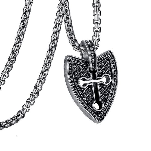 

men's hip hop necklace crusader shield pendant jewelry, Silver