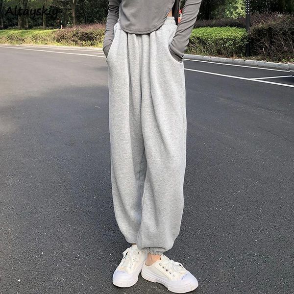 

women's pants & capris harem women fall high waist workout couple girls trouser pantalones soft basic ulzzang clothes schoolgirls loose, Black;white