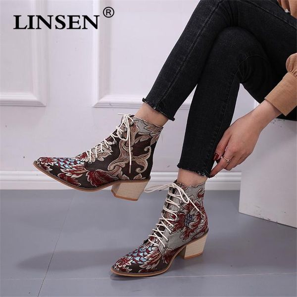 

boots autumn winter 2021 style totem cusp anterior frenulum coarse heel short big size 35-43 women's star brand shoe, Black