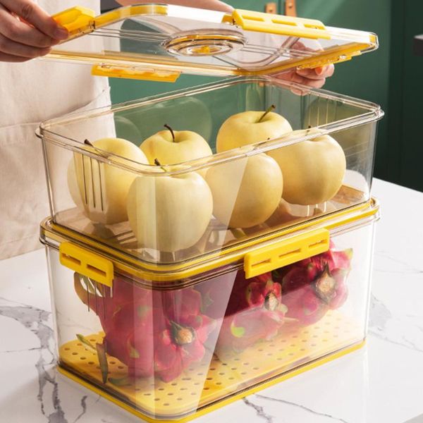 

storage bottles & jars refrigerator transparent sealed fresh-keeping box with timer kitchen food containers organizer
