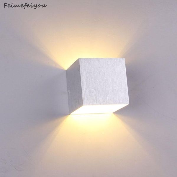 

wall lamps feimefeiyou 4pc/lot 85v ~ 265v 3w led lighting 7 color option+aluminum finished lamp square indoor light