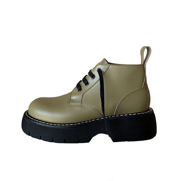 

ins net red martin boots early spring 2022 muffin thick bottom high lace up genuine leather shoes for women recommend, Black