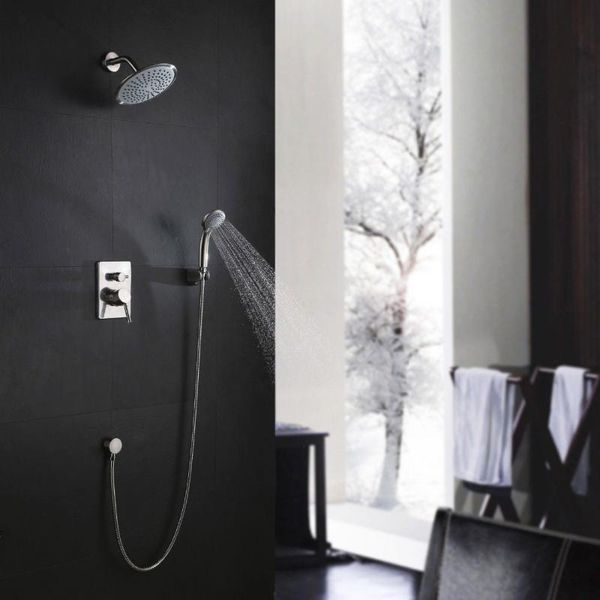 

modern bathroom round rain shower handshower system brushed nickel set sets