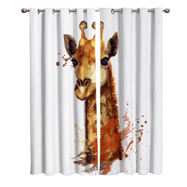 

curtain & drapes yellow giraffe watercolor head curtains for kids boy girl bedroom living room cortinas custom drape kitchen window