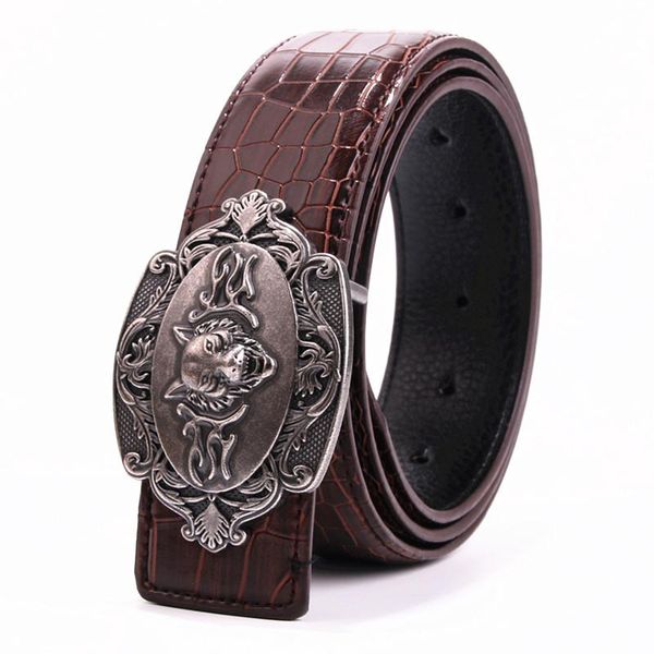 

men belt 2021 leather deluxe smooth buckle brown black guy belts, Black;brown