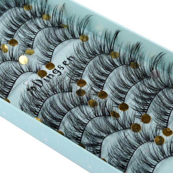

false eyelashes skonhed 10 pairs beauty makeup handmade fluffy natural crisscross 3d faux mink hair extension tools