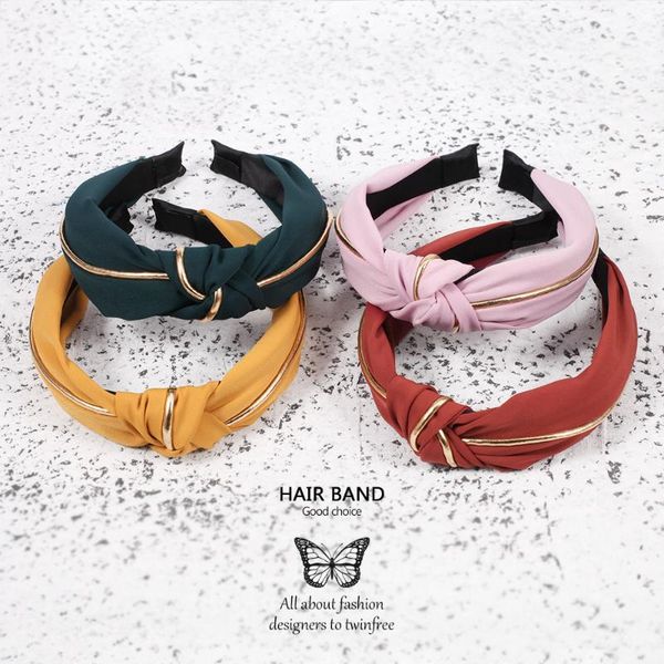 

hair clips & barrettes women headband lady knotted hairband fashion pu headwear, Golden;silver