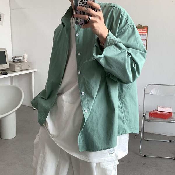 

neploha men's casual long sleeve shirt korean streetwear solid color shirts woman 2021 fashion oversize clothing, White;black