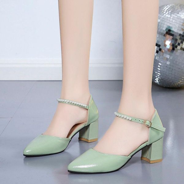 

dress shoes female fashion sweet buckle strap comfort office square heel women cute pumps sapatos femininas f9301, Black