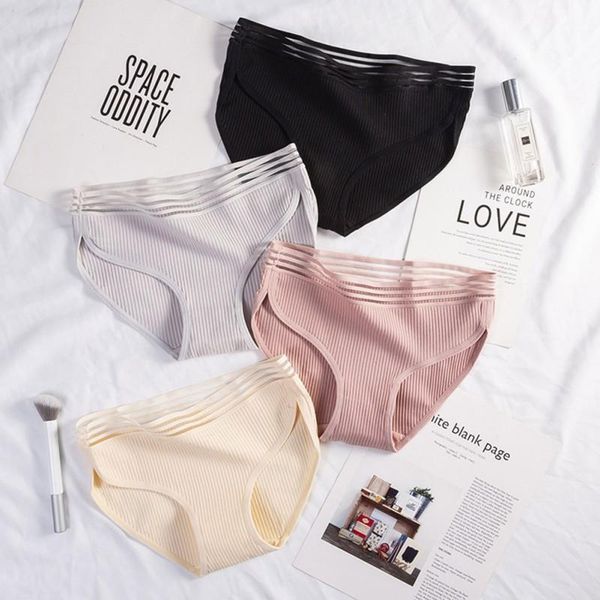 

women's panties female casual underwear underpants intimate cotton women solid color girls briefs, Black;pink