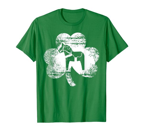

swedish st. patrick's day tshirt dala horse irish shamrock, White;black