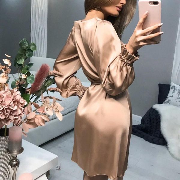 

casual dresses autumn women chic fashion mini dress vintage long sleeve female party elegant club o neck vestidos, Black;gray