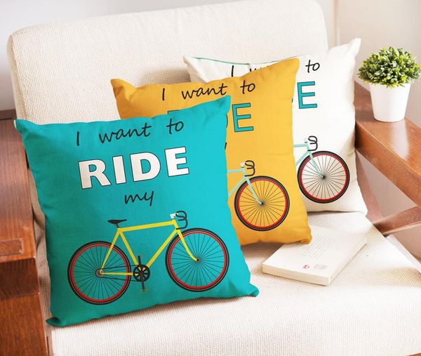 

cushion/decorative pillow explosion models home cotton linen pillowcase simple fabric bicycle living room sofa coffice seat car cushion cove