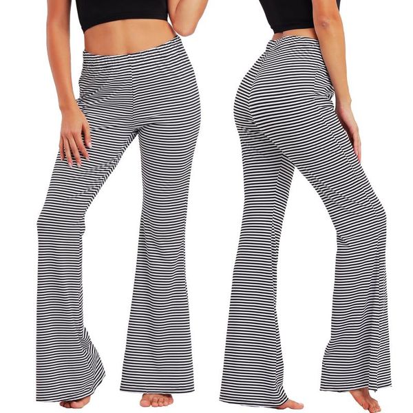 

women's pants & capris trousers pinstripe flared european and american casual dancing wide-leg, Black;white