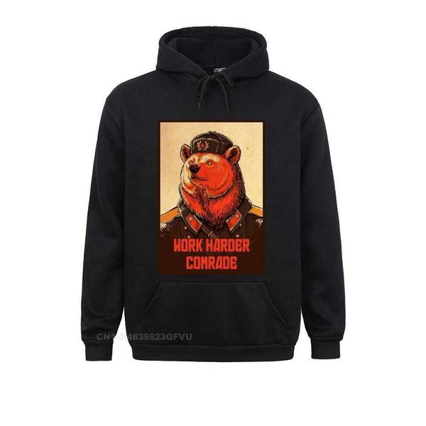 

men's hooded sweatshirt, adult, soviet hard man comrades in arms, cotton, Black