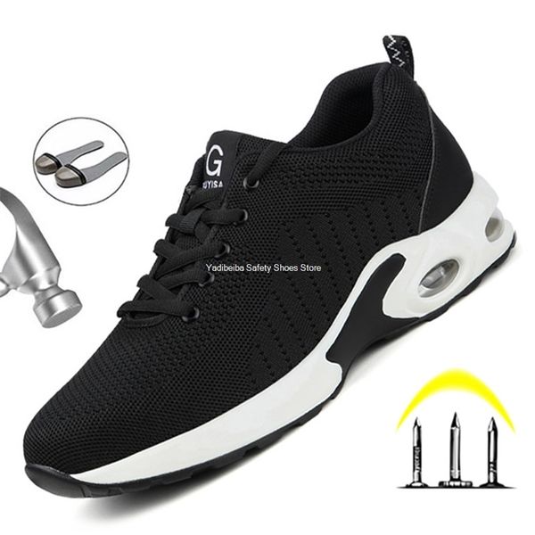 

yadibeiba men's safety shoes boots steel toe winter sneakers for men indestructible puncture-proof work shoes drop 210923, Black