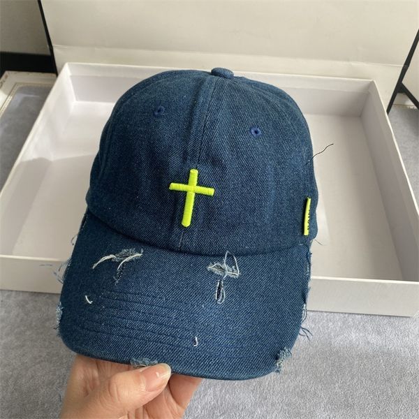 

young men's baseball cap embroidered cross zy, Blue;gray