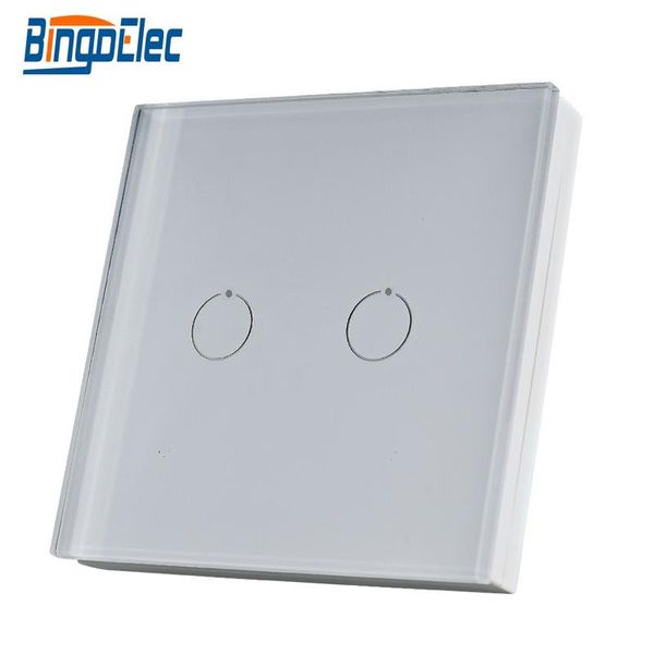 

smart home control bingoelec 2 gang wireless remote transmitter switch glass panel touch with battery controller wall
