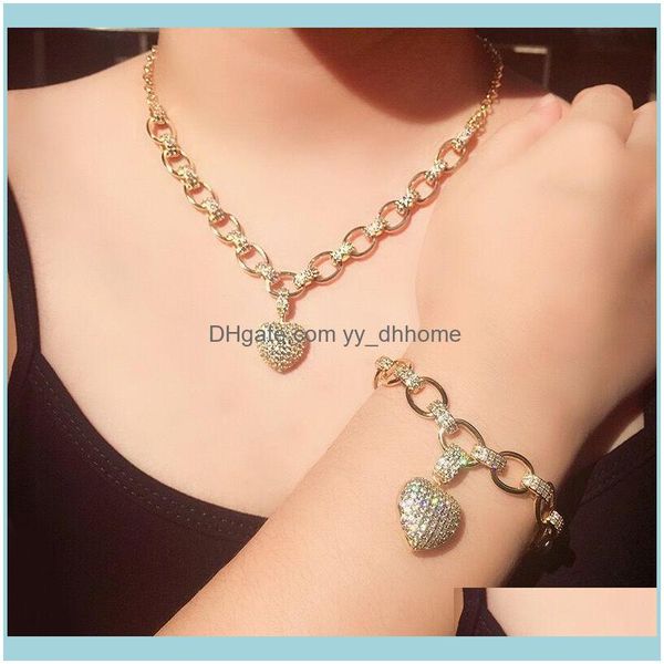

earrings sets jewelryearrings & necklace jewelry zirconia heart pendant choker and bracelet set drop delivery 2021 8euqn, Silver