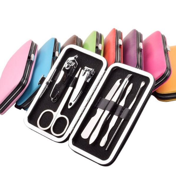 

nail art kits 50set/lot 7pcs/set manicure set multi stainless steel clippers makeup kit exfoliating polishing tools ha2151