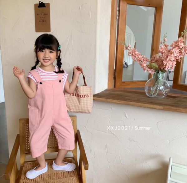 

stlye girls boys overalls summer cotton fashion kids pants 1-6t cy750 jumpsuits, Blue