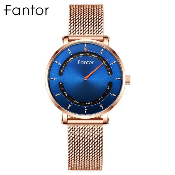 Нарученные часы Fantor Fashion Blue Dial Women Watch Brand Ladies Quartz Birstwatch уникальный дизайн сетчатый ремешок элегантное роскошное запястье