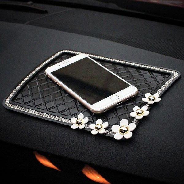 

anti-slip mats daisy flower anti slip mat crystal rhinestone automobile silicone non-slip pad car sticky for gps phone accessories