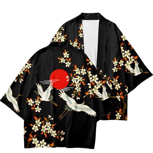 

ethnic clothing pattern printing fashion japanese samurai kimono men 2021 loose casual cardigan half sleeve streetwear trend kimonos male, Red