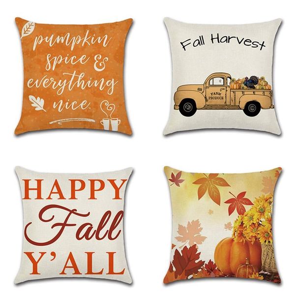

cushion/decorative pillow pillowcases decor homw thanksgiving theme case fall pumpkin car bumper decorative cushion cover linen 45*45cm embr