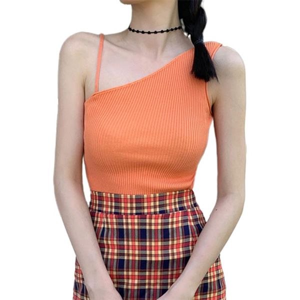 

women's tanks & camis temperament off-shoulder sweater suspenders casual simple vest sleeveless shirt solid color slim camisole, White