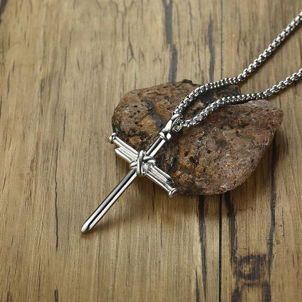 

punk cross choker necklace men gold silver color fashion chunky chain necklaces jewelry vintage gift simple stainless steel pendant