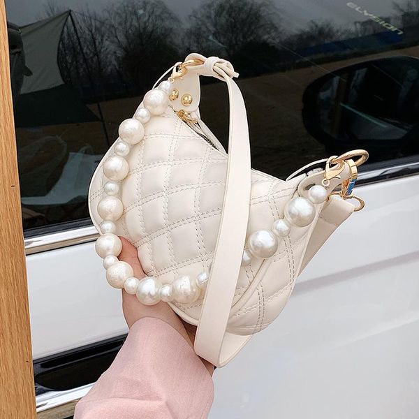 

shoulder bags beaded pearl chain mini pu leather handbags for women 2021 ladies fashion simple armpit crossbody