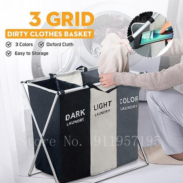 

storage baskets 2/3 grid foldable dirty laundry basket organizer printed collapsible three home hamper sorter large
