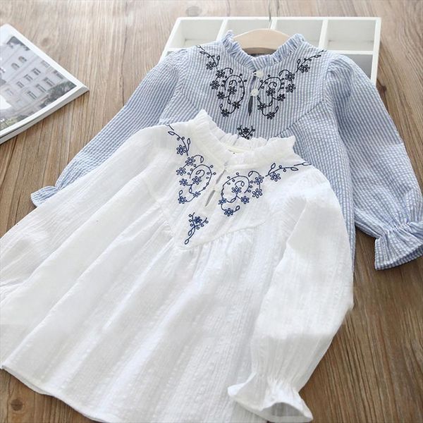 

cotton white girls blouses embroidered solid cute kids shirts long sleeve baby clothes spring autumn children, White;black