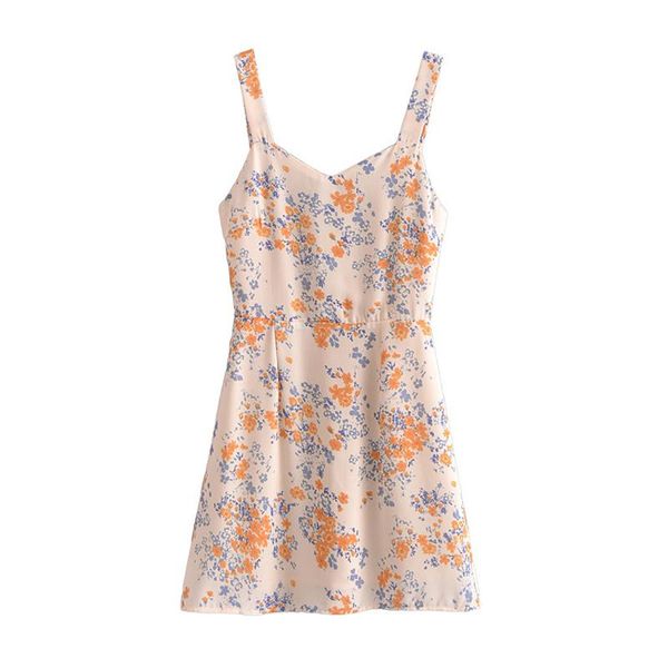 

casual dresses fashion flower print women dress summer spaghetti strap a-line lady slim streetwear vintage chic lined, Black;gray