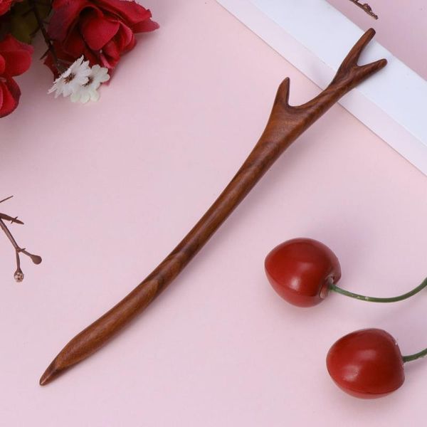 Fermagli per capelli Barrettes 2021 Ebony Hairpin Stile cinese Retro Stick Antler Gioielli in legno naturale Vintage