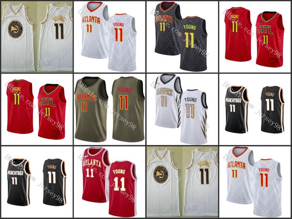 

atlanta hawks men #11 trae young retro jersey, Black