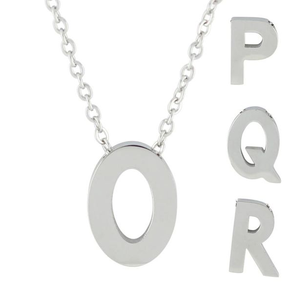 

carvort arrival 18'' letter pendant necklace for women 8*13mm 316l stainless steel wholesale necklaces, Silver