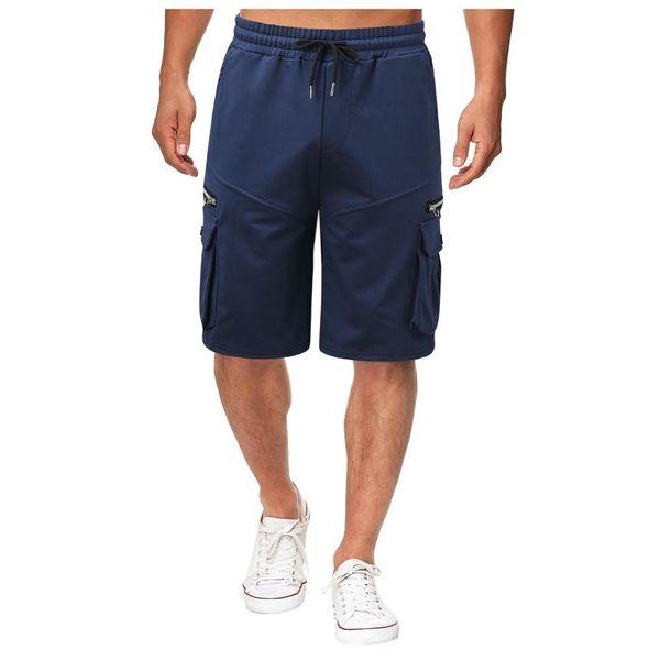 

men's shorts summer overalls cotton loose plus size multi-pocket zipper casual men breathable beach homme, White;black