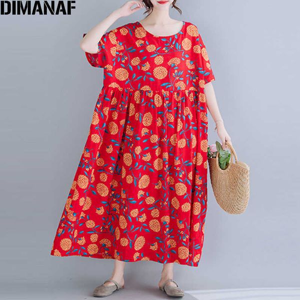 

plus size women dress cotton summer floral print female loose casual beach holiday sundress pleated large clothing 210531, Black;gray