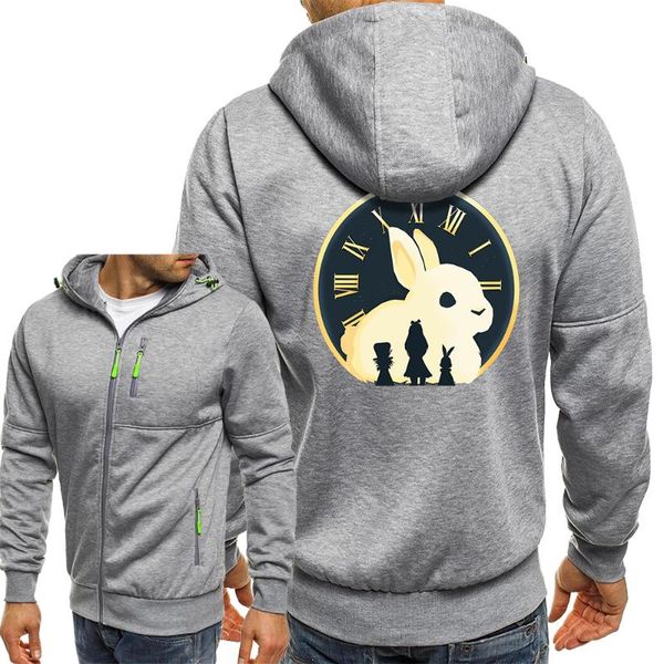 

men's hoodies & sweatshirts clock cartoon print hooded coat casual zipper fashion streetwear harajuku autumn 2021 mens outerwear, Black