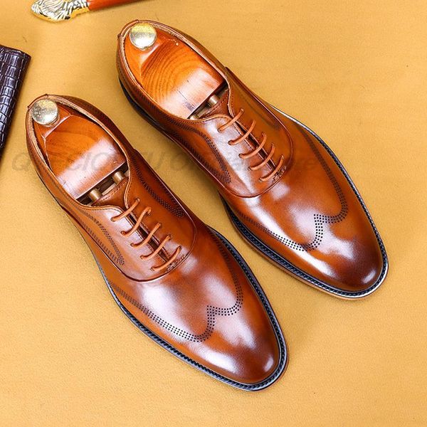 

dress shoes classic wingtip medallion brogue oxford men's genuine leather black brown lace up for men rpgf