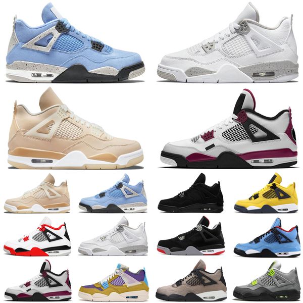 

air jordan retro 4 4s mens basketball shoes shimmer lightning white oreo cactus jack sail university blue black cat men trainers sports snea