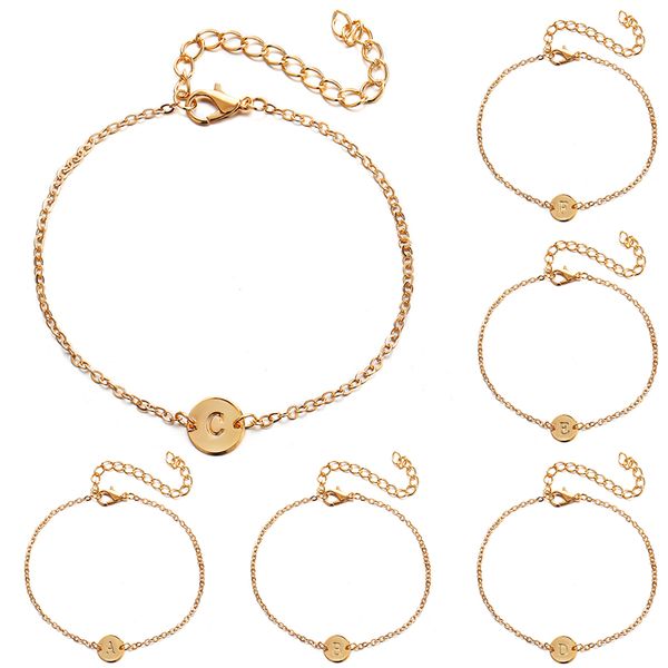

kimter dhl fashion gold color 26 letter bracelet bangle for women simple adjustable name bracelets jewelry party gifts q347fz, Golden;silver