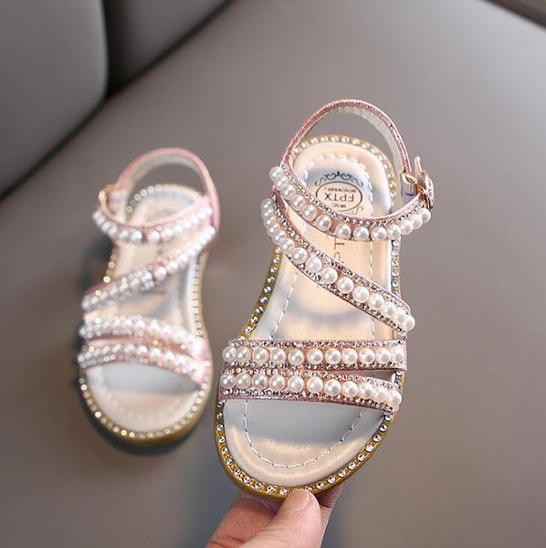 

girl sandals summer fashion kids baby girls bling rhinestone princess single for little big girl's shoes, Black;red