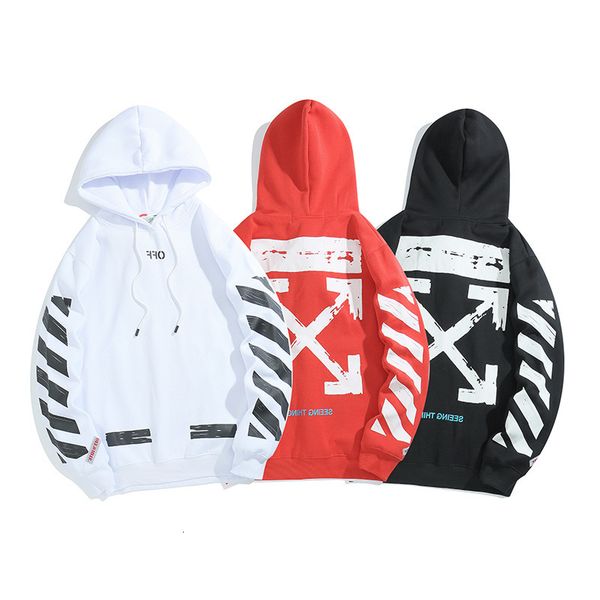 

new 19ss winter autumn and fashion brand plush sweater off style white graffiti basic hooded jacket, Black