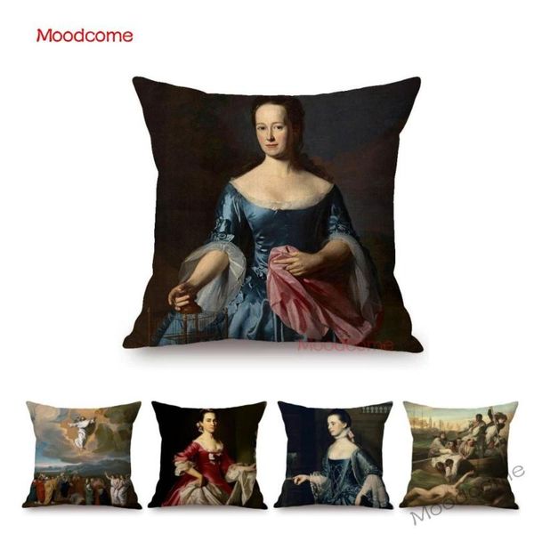 

cushion/decorative pillow us artist john singleton copley famous oil painting neoclassicism female portrait cover decoration art sofa cushio